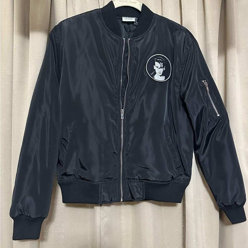 Black cry baby bomber jacket